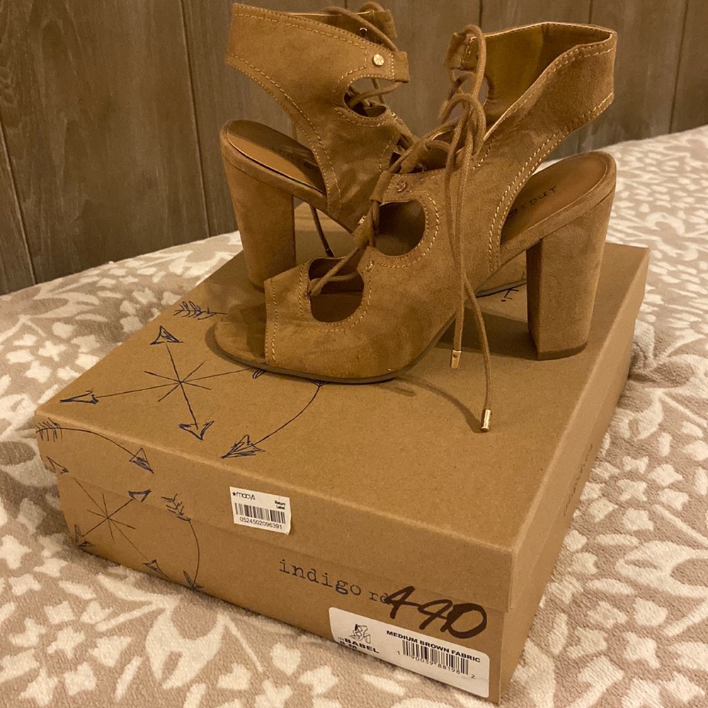 Indigo Lace Up Heels - size 8